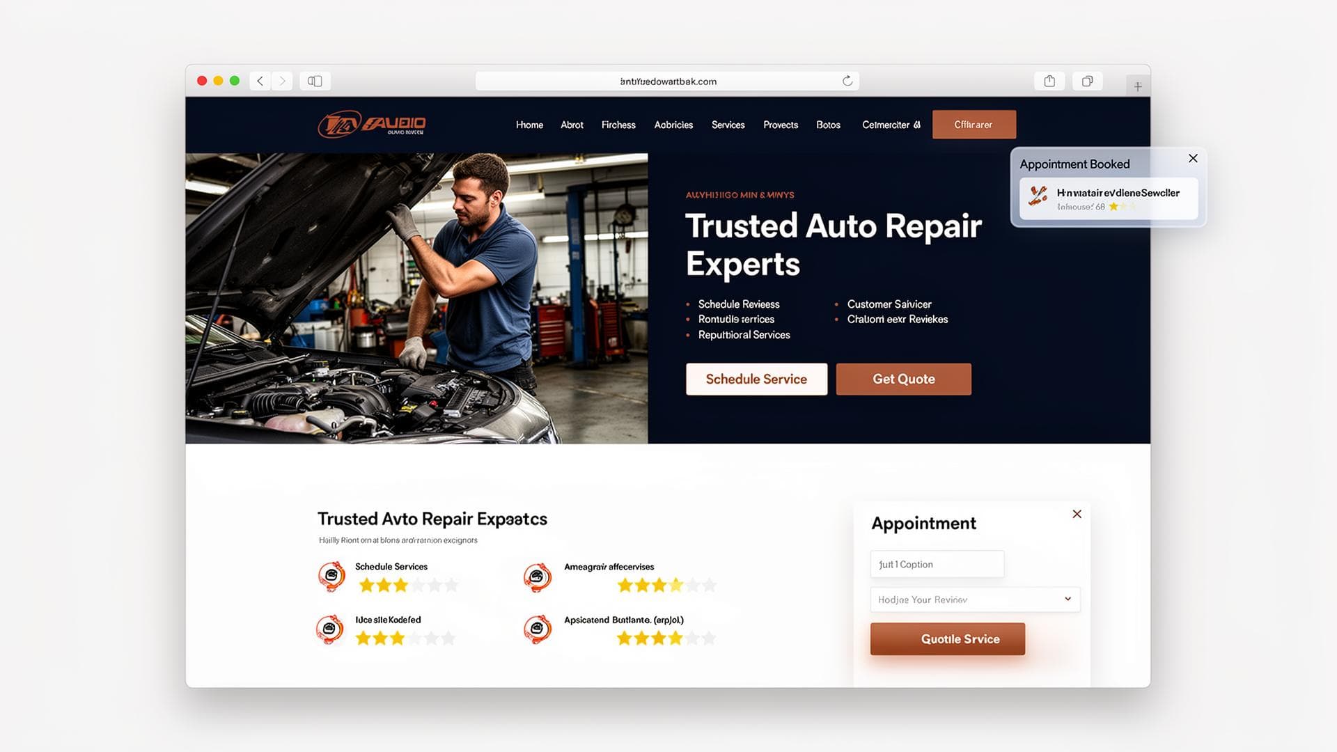 Auto Repair website mockup