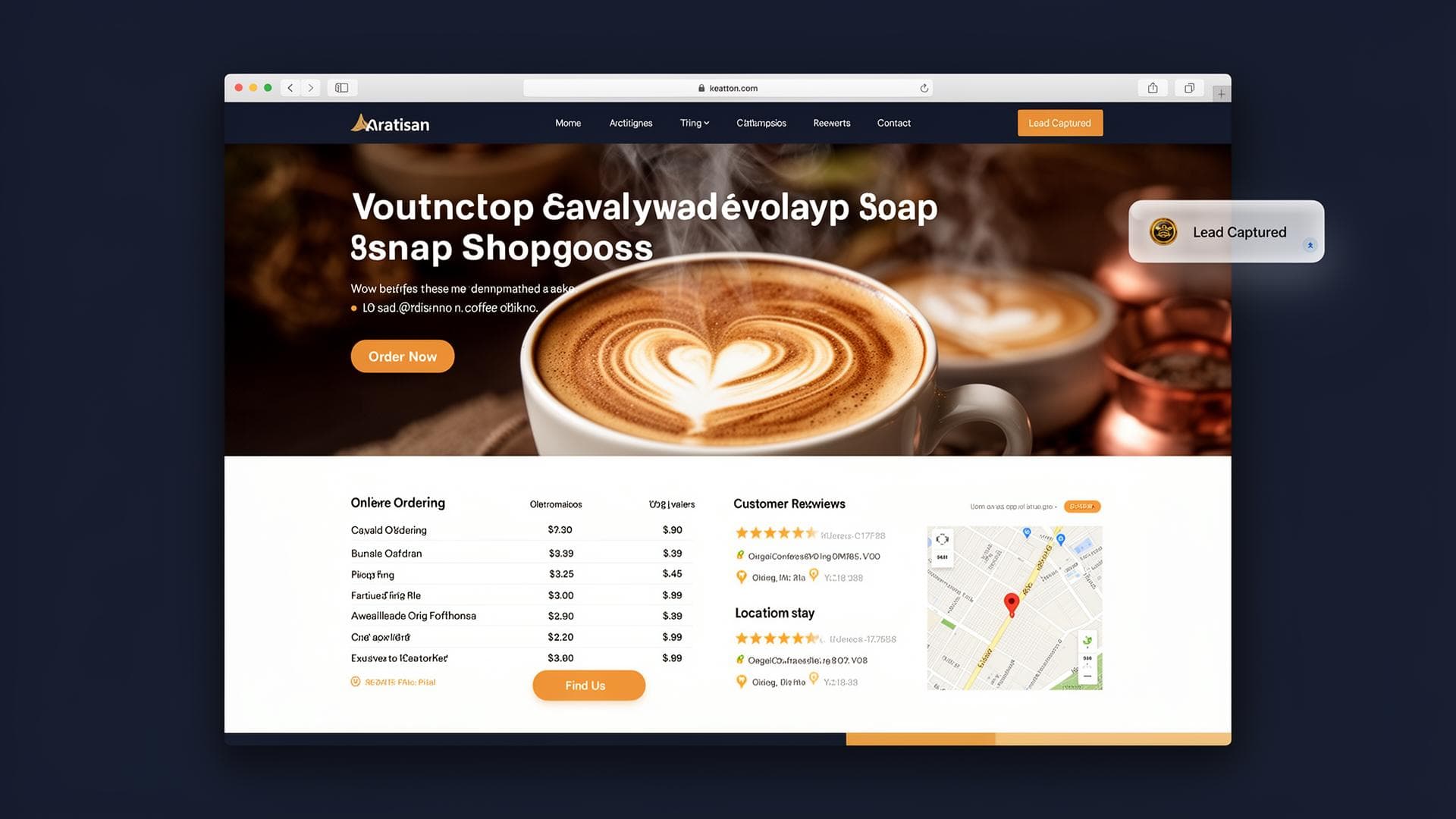 Coffee Shop website mockup