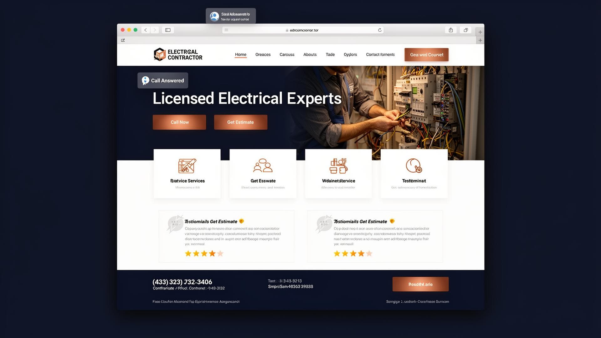 Electrical website mockup