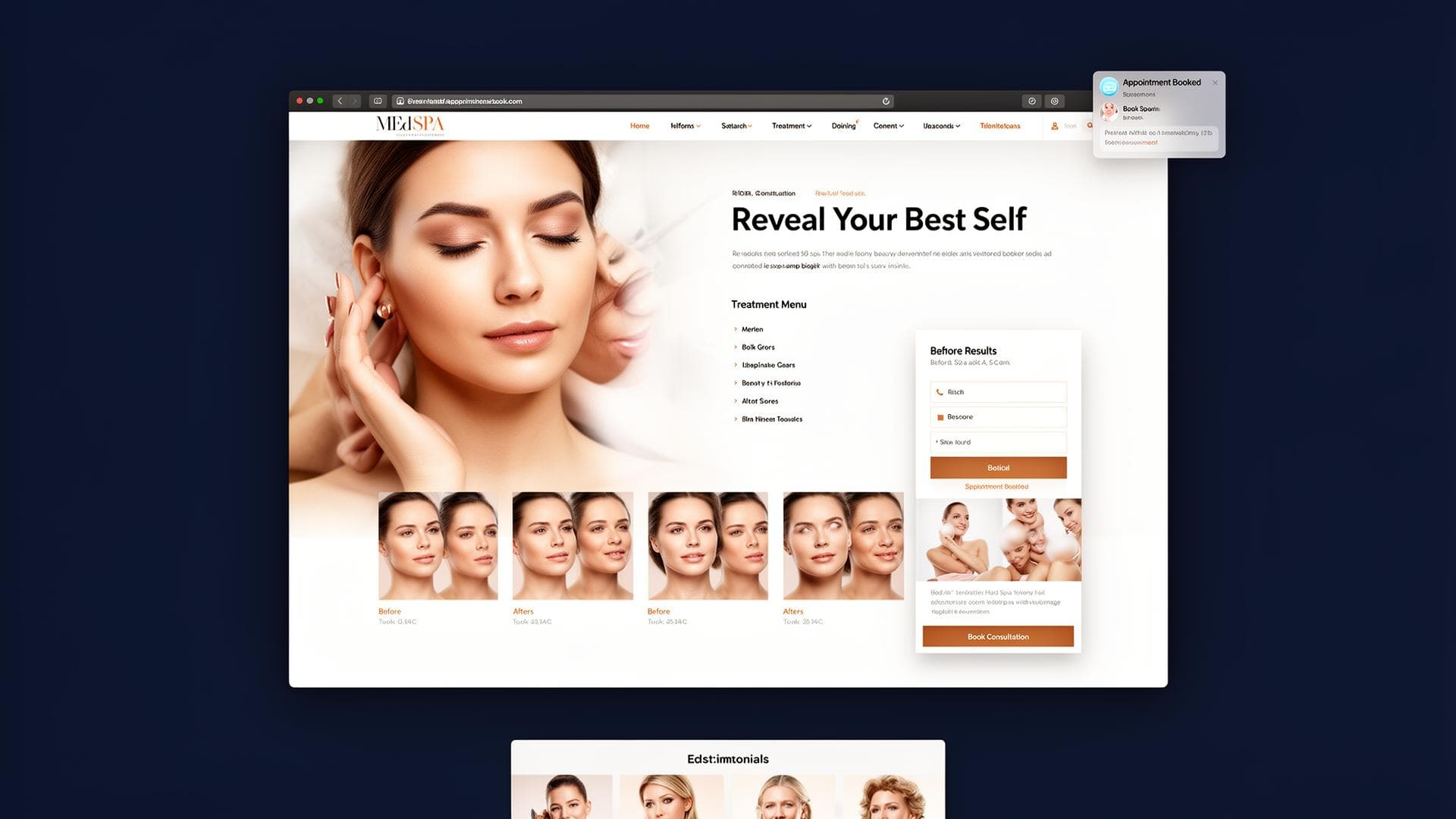 Med Spa website mockup