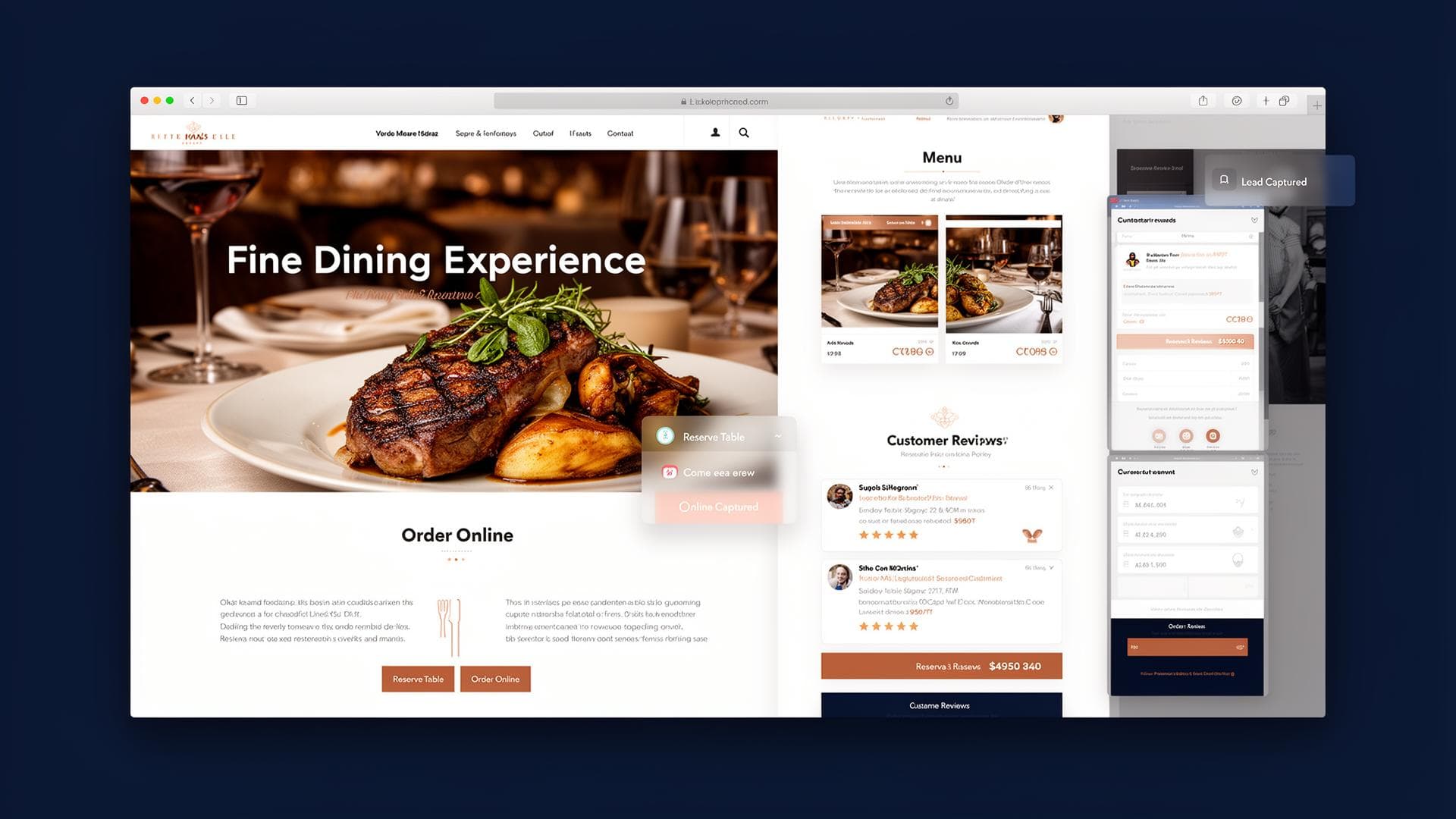 Restaurant website mockup