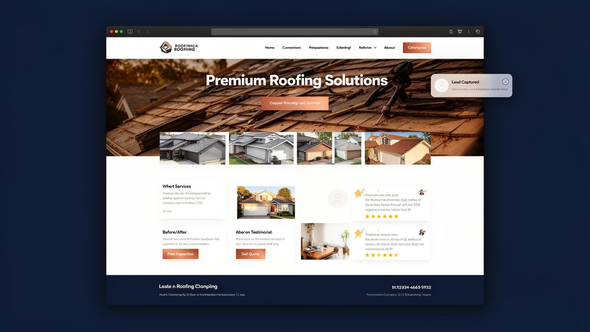 Roofing website mockup